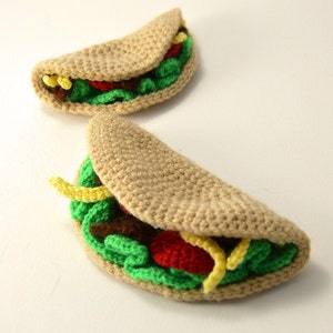 Large and Small Tacos Crochet Pattern, Amigurumi Taco Pattern, Taco Crochet Pattern, Taco Amigurumi Pattern, Toy Food Crochet Pattern