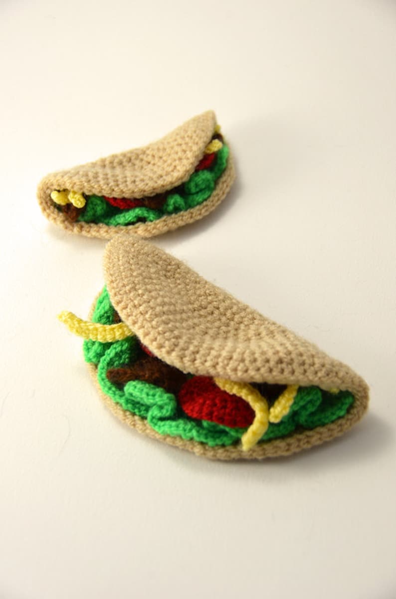 Large and Small Tacos Crochet Pattern, Amigurumi Taco Pattern, Taco Crochet Pattern, Taco Amigurumi Pattern, Toy Food Crochet Pattern image 1