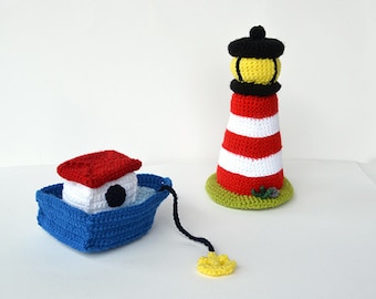 Boat and Lighthouse Crochet Pattern, Boat Amigurumi Pattern, Lighthouse Amigurumi Pattern, Boat Crochet Pattern, Lighthouse Crochet Pattern