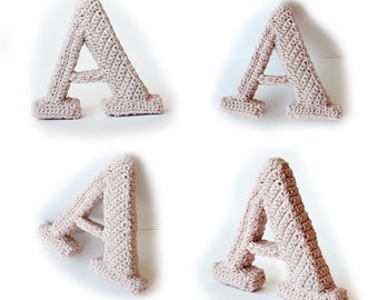 Letter A Crochet Pattern, 3D Alphabet crochet pattern, 3d words pattern, 3d letters pattern, words home deco, decorative letters crochet