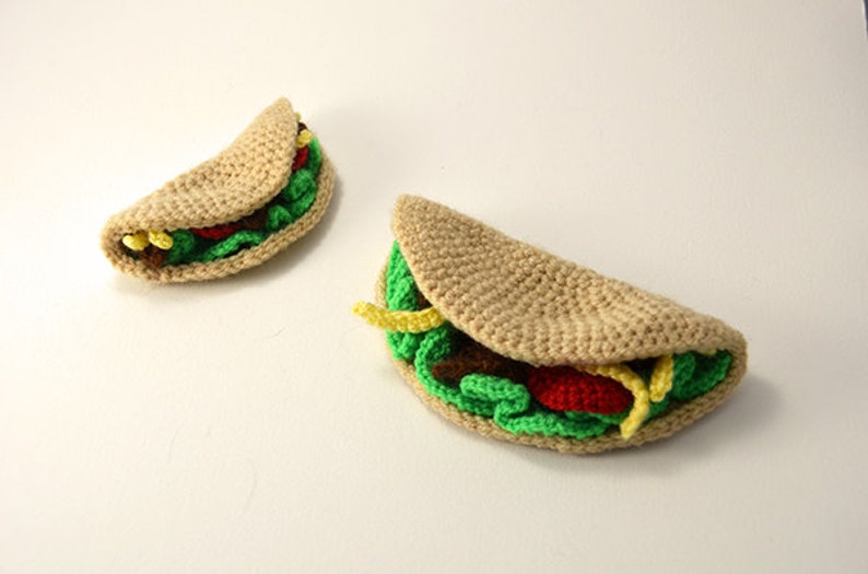 Large and Small Tacos Crochet Pattern, Amigurumi Taco Pattern, Taco Crochet Pattern, Taco Amigurumi Pattern, Toy Food Crochet Pattern image 2