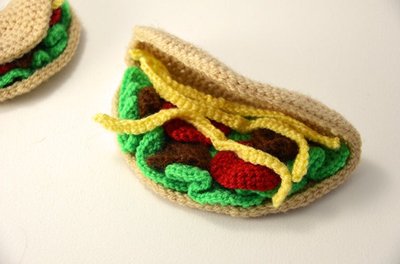 Large and Small Tacos Crochet Pattern, Amigurumi Taco Pattern, Taco Crochet Pattern, Taco Amigurumi Pattern, Toy Food Crochet Pattern image 3