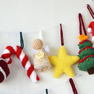 Christmas Ornaments Crochet Pattern 14 Christmas Tree Decorations Pattern Crochet Tree Santa Reindeer Star Angel Snowman Candy Cane image 2