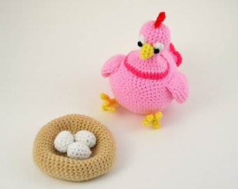 Patrón de Ganchillo Gallina, Patrón de Ganchillo Pollo, Patrón Amigurumi de Gallina, Patrón Amigurumi de Pollo, Pollo Amigurumi, Patrón de Ganchillo Huevos