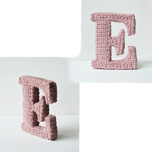 Letter E Crochet Pattern, 3D Alphabet crochet pattern, 3d words pattern, 3d letters pattern, words home deco, decorative letters crochet