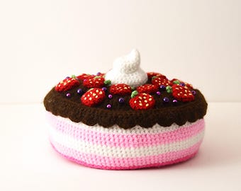 Gehaakte Taart, Desserthaakpatroon, Taartamigurumi, Verjaardagstaartpatroon, Gehaakt Patroon, Voedselamigurumi, Chocoladetaart