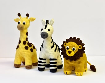 Safari Crochet Pattern, Zebra Amigurumi, Giraffe, Lion Crochet Pattern, African Animal Amigurumi Pattern, African Animal Crochet Pattern