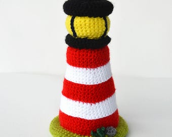 Wzór na szydełkową latarnię morską, wzór na latarnię morską amigurumi, wzór na szydełkową latarnię morską, wzór na latarnię morską, wzór na marynistyczny amigurumi, ocean