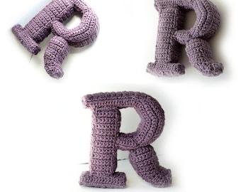 Letter R Crochet Pattern, 3D Alphabet crochet pattern, 3d words pattern, 3d letters pattern, words home deco, decorative letters crochet