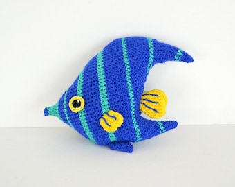 Angelfish Crochet Pattern, Angelfish Amigurumi Pattern, Angelfish Amigurumi, Tropical Fish Pattern, Blue Fish Amigurumi Pattern