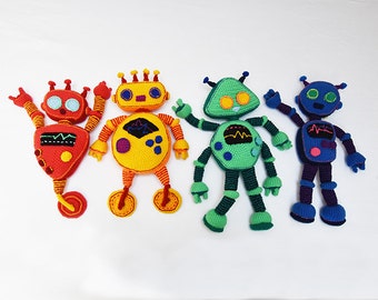 Rainbow Robots Crochet Pattern Set - Robot Crochet Pattern - Robot Amigurumi Pattern - Crochet Robot Pattern - no.183
