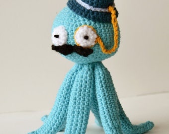 Octopus Like A Sir Crochet Pattern, Steampunk Octopus Amigurumi, Fancy Octopus Crochet Pattern, Amigurumi Octopus Pattern, Animal Crochet