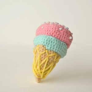 Ice Cream Cone Crochet Patter, Ice Cream Cone Amigurumi, Crochet Ice Cream Pattern, Ice Cream Crochet Pattern, Ice Cream Amigurumi, Toy Food