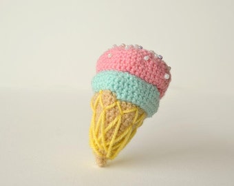 Ice Cream Cone Crochet Patter, Ice Cream Cone Amigurumi, Crochet Ice Cream Pattern, Ice Cream Crochet Pattern, Ice Cream Amigurumi, Toy Food