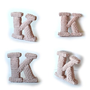 Padrão de crochê letra K, padrão de crochê do alfabeto 3D, padrão de palavras 3D, padrão de letras 3D, palavras home deco, letras decorativas de crochê