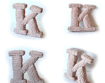 Letter K Crochet Pattern, 3D Alphabet crochet pattern, 3d words pattern, 3d letters pattern, words home deco, decorative letters crochet