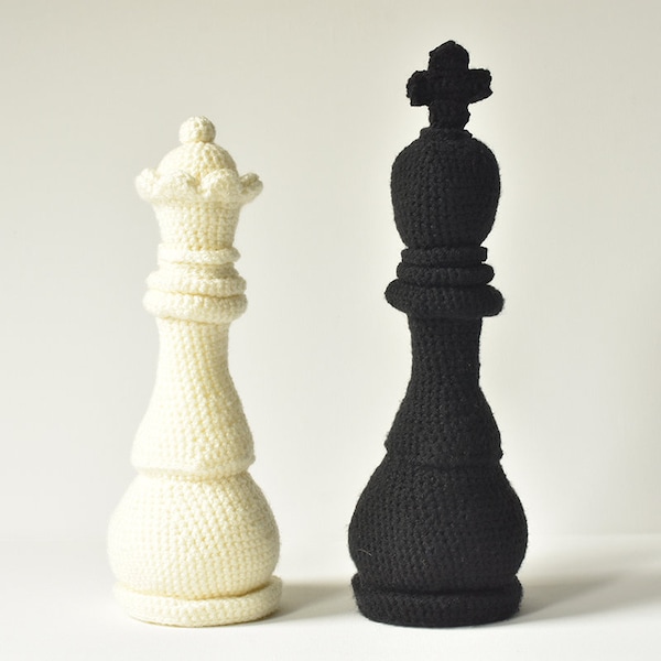 Chess King and Queen Crochet Pattern, Chess Amigurumi, Queen Amigurumi, Chess Crochet Pattern, Crochet Chess Pieces, Crochet King Amigurumi
