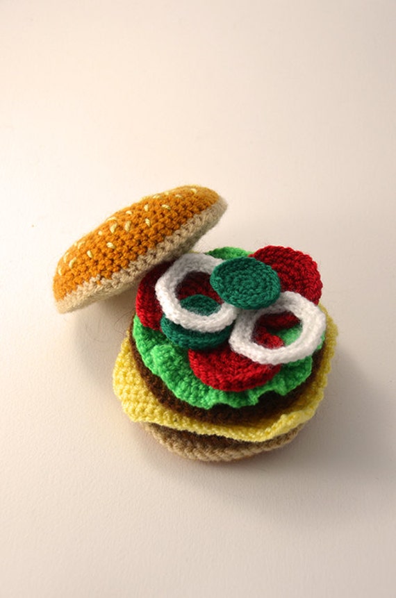 あみぐるみ ハンバーガー型 かわいい How to Crochet amigurumi hamburger🍔【Beginner tutorial
