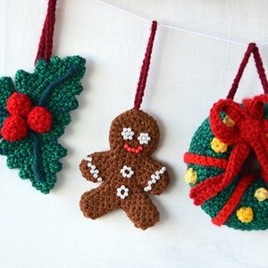 Christmas Ornaments Crochet Pattern 14 Christmas Tree Decorations Pattern Crochet Tree Santa Reindeer Star Angel Snowman Candy Cane image 4