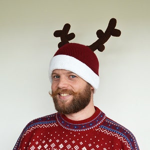 Reindeer Hat Crochet Pattern Red Nose Reindeer Hat Crochet Pattern Holiday Seasonal Festive Easy Christmas Hat Crochet Pattern image 2