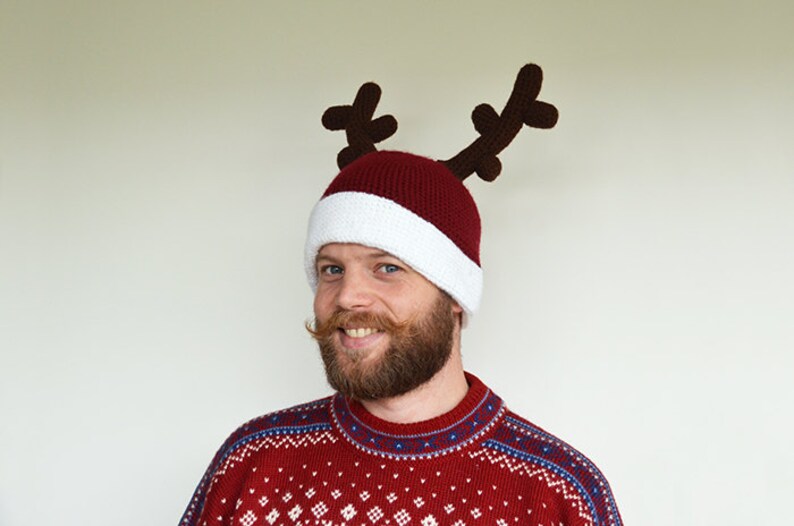 Reindeer Hat Crochet Pattern Red Nose Reindeer Hat Crochet Pattern Holiday Seasonal Festive Easy Christmas Hat Crochet Pattern image 2