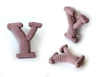 Letter Y Crochet Pattern, 3D Alphabet crochet pattern, 3d words pattern, 3d letters pattern, words home deco, decorative letters crochet