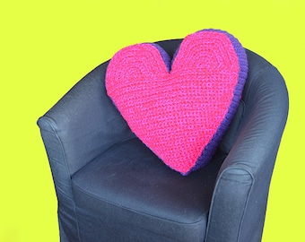 Heart Pillow Crochet Pattern, Large Heart Amigurumi Pattern, Valentine's Day Heart Cushion, Shaped Heart Pillow Crochet Pattern