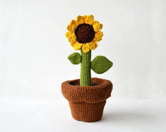 Sunflower in Pot Crochet Pattern, Flower in Pot Crochet Pattern, Plant Crochet Pattern, DIY Crochet Sunflower, DIY Crochet Plant Pattern