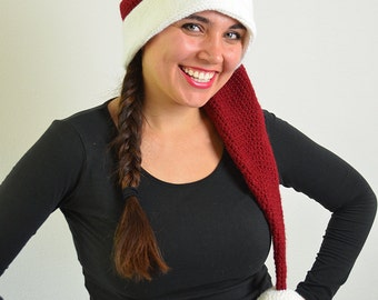 Lange kerstmuts haakpatroon, groot kerstmuts haakpatroon, kerst haakpatroon, kerstmuts patroon, winter haakpatroon