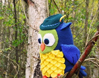 Owl with Hunter's Hat Crochet Pattern, Owl Crochet Pattern, Forest Owl Pattern, Owl Amigurumi Crochet Pattern, Hunter Owl Amigurumi Pattern