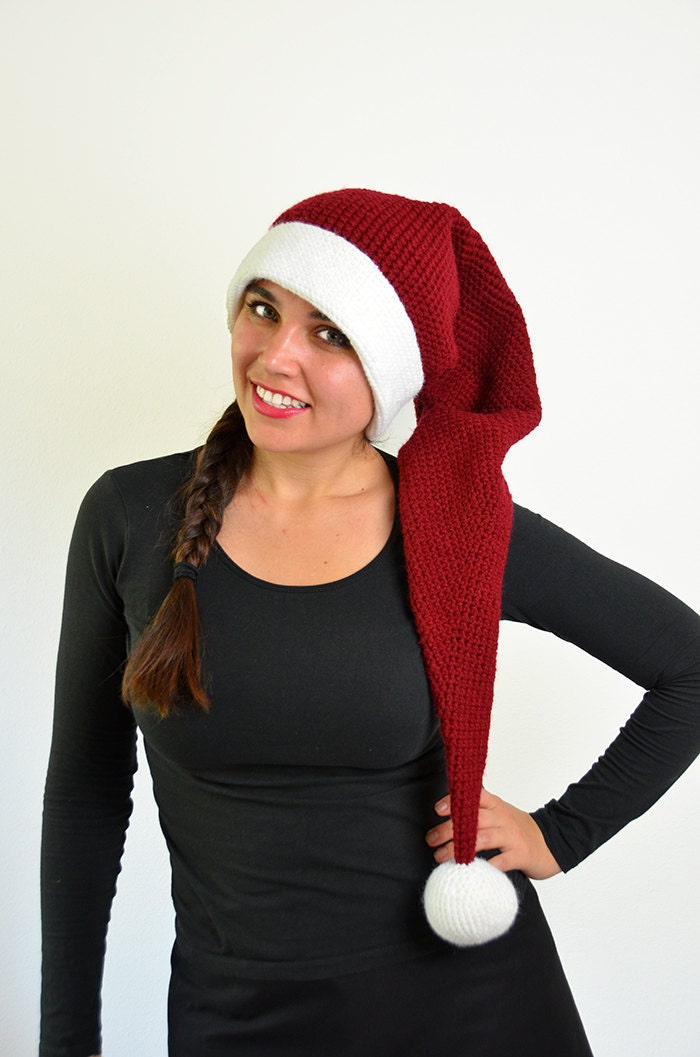 Long Christmas Hat Crochet Pattern Large Santa Hat Crochet Etsy