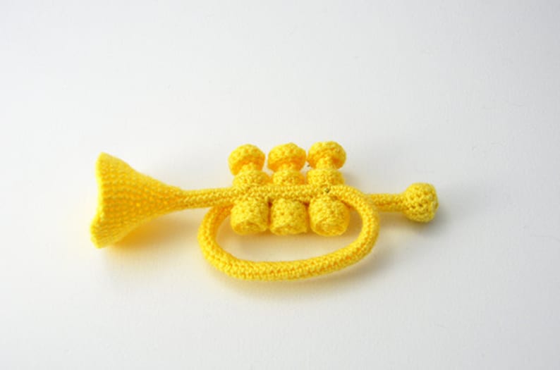 Trumpet Crochet Pattern, Amigurumi Trumpet Crochet Pattern, Trumpet Amigurumi Pattern, Music Crochet Pattern, Instrument Crochet Pattern image 1