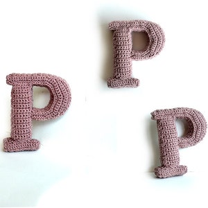 Patrón de crochet letra P, patrón de crochet del alfabeto 3D, patrón de palabras 3d, patrón de letras 3d, palabras home deco, letras decorativas de crochet