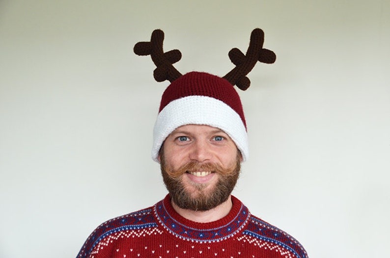 Reindeer Hat Crochet Pattern Red Nose Reindeer Hat Crochet Pattern Holiday Seasonal Festive Easy Christmas Hat Crochet Pattern image 3