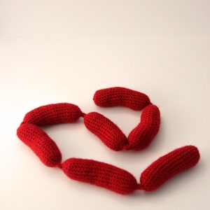 Sausage Chain Crochet Pattern, Sausage Chain Amigurumi, Sausage Crochet Pattern, Sausage Amigurumi, Toy Food Crochet Pattern, Food Amigurumi