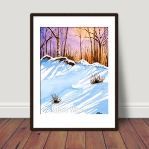 Winter's Light - watercolor giclee art print, watercolor landscape print, winter landscape watercolor print, winter landscape art print