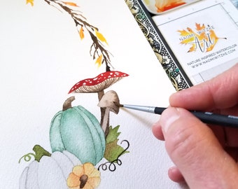 ONLINE video course: Paint a watercolor autumn wreath with me!  Complete supply list and approximately 2 hours of video instruction!