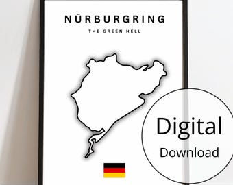 Nürburgring "Grüne Hölle" Minimalistische Rennstrecken-Kunst • Nordschleife Poster (Digitaler Download)