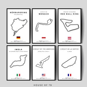 Poster minimalisti circuiti F1, Mappe tracciati Formula 1 2026, Arte da parete racing, Stampa moderna Grand Prix