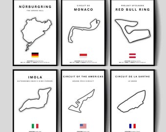 Minimalistische F1-Rennstrecken-Poster, 2026 Formel 1-Streckenkarten, Motorsport-Wandbild, Moderner Grand Prix-Druck