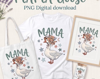 Mama Gans PNG, Vintage Coquette Bauernhaus Design (Digitaler Download)