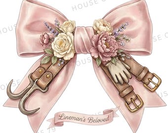 Lineman Wife Coquette Bow SVG PNG, Lineman's Beloved 3D Sublimation, 8K Retro Shirt Design (Digitaler Download)