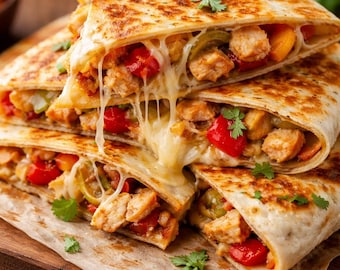Receta fácil de quesadilla de pollo y queso: cena rápida en 20 minutos, comida con queso en sartén, ideal para principiantes (PDF imprimible)