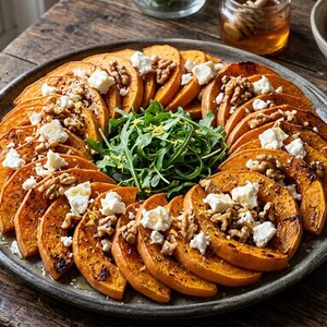 Corona de calabaza asada con queso feta y miel: una receta gourmet fácil para otoño (descarga instantánea en PDF).