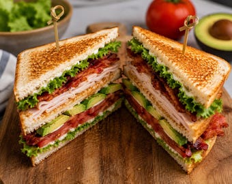 California Turkey Club Sandwich Recipe PDF | Avocado & Crispy Bacon Homemade Sandwich