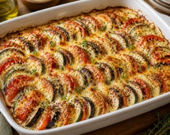 Ricetta del gratin cremoso di verdure mediterranee (PDF)