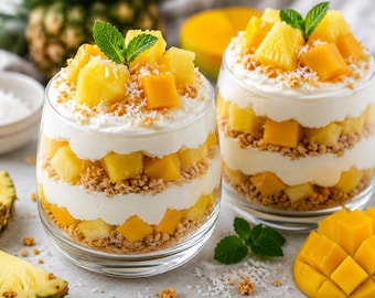 Recept voor tropische mango-ananas-kokos trifle (PDF)