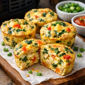 High-Protein Air Fryer Egg Muffins – Fluffy, Healthy & Meal Prep Friendly (Easy Recipe PDF)
