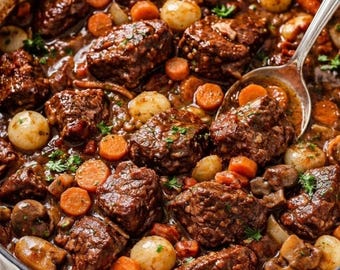 Authentic Boeuf Bourguignon Recipe – Classic French Beef Stew (Slow Cooked Comfort Food PDF)