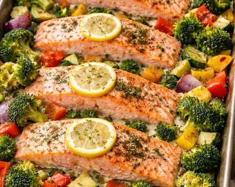 Easy High Protein Baked Salmon & Roasted Vegetables